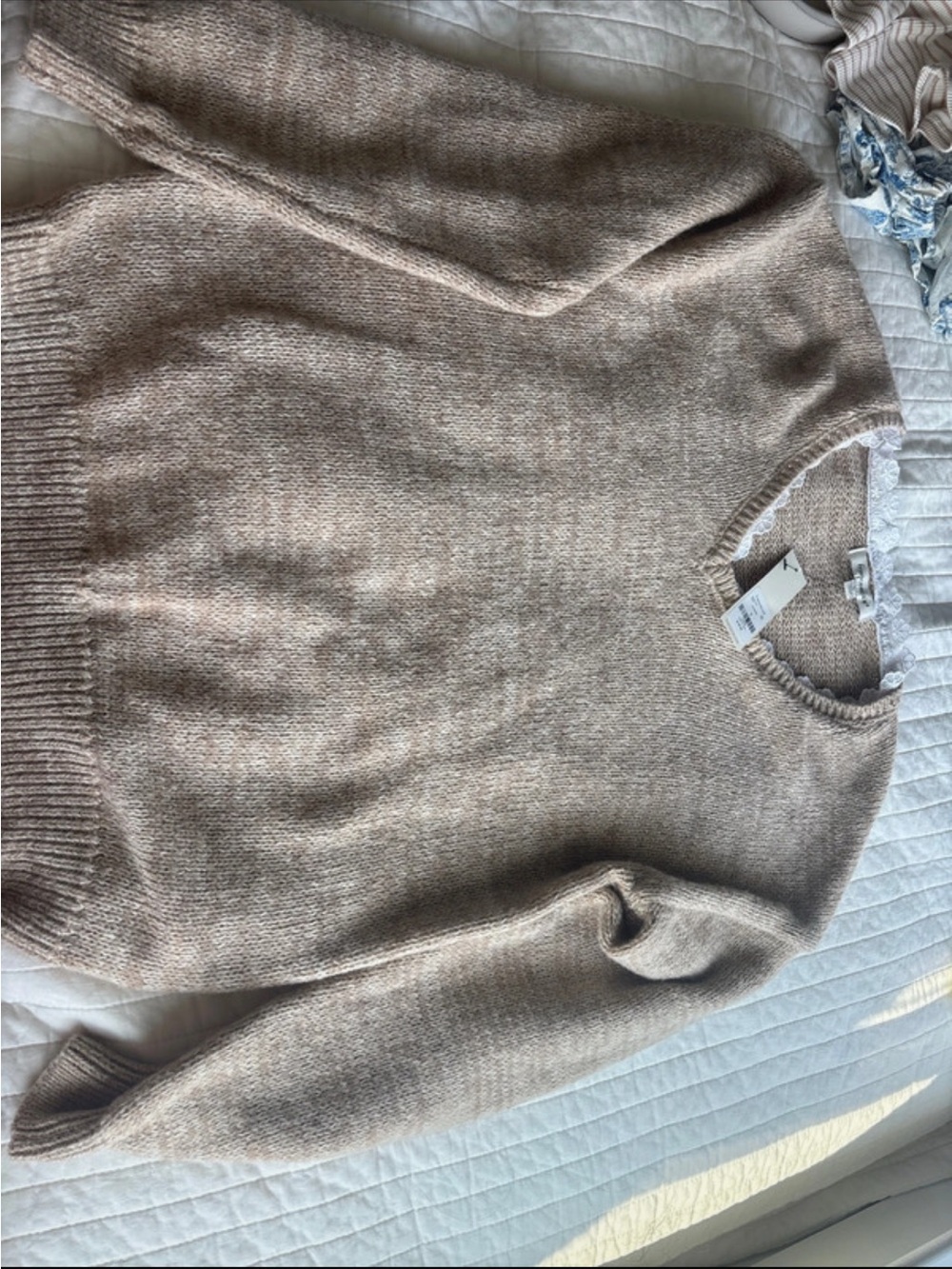 Francesca's Collections Neutral Taupe Crewneck Sweater